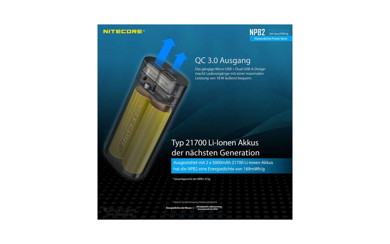 Nitecore Powerbank NBP 2 10000 mAh wasserdicht