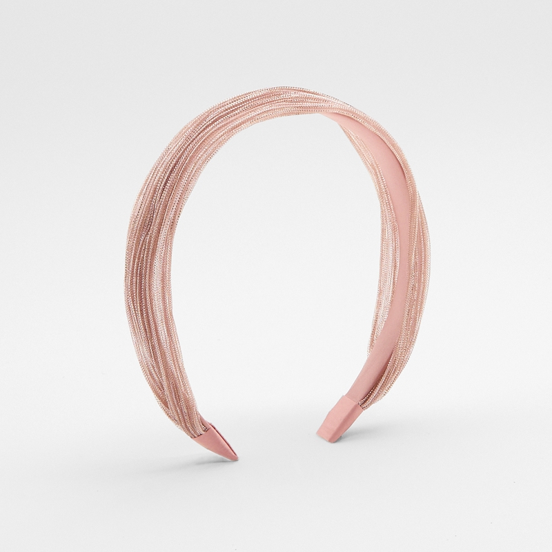 Serre-tête tissu froissé brillant rose fille