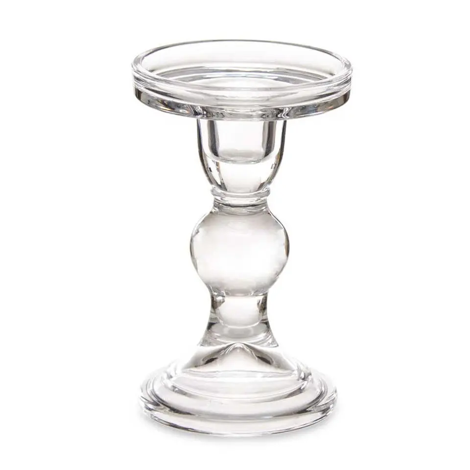 Giftdecor Kaarsen kandelaar - glas - voor stompkaarsen - H14 cm