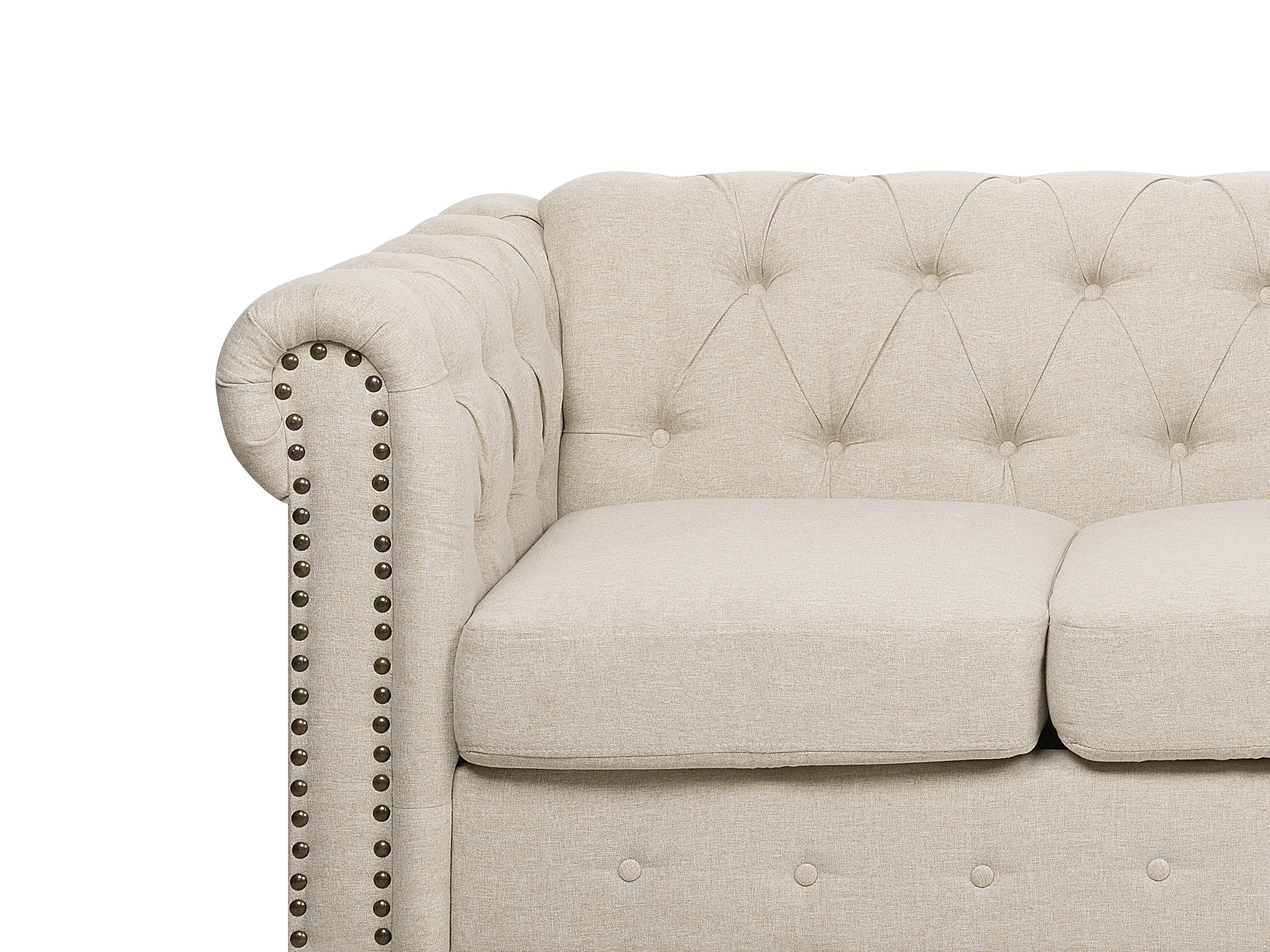 Bank 3-zits CHESTERFIELD Stof Beige