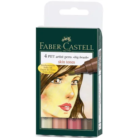 Faber-Castell Tuschestift PITT artist pen Skin, 4er Etui