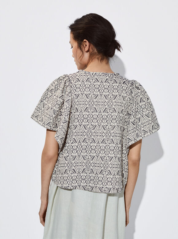 Blusa geométrica em jacquard - Multicor