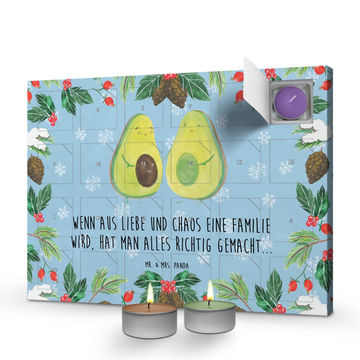 Mr. & Mrs. Panda Geurkaars Adventskalender Avocadopaar - Pastelblauw