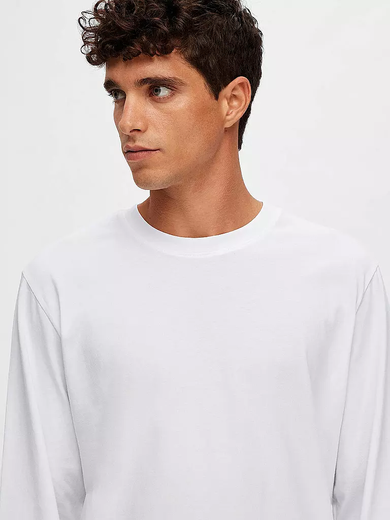 SELECTED Langarmshirt SLHASPEN weiss