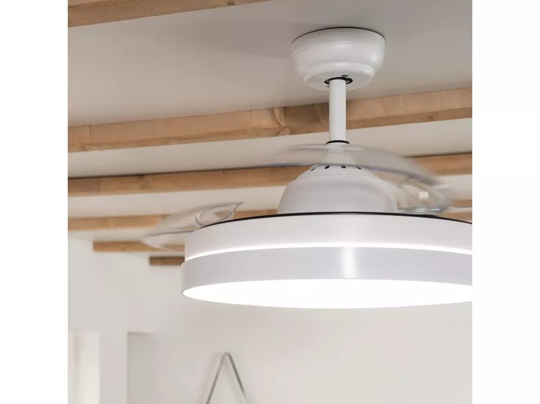 Ventilateur de Plafond Silencieux Dalori Blanc 106cm Moteur DC Blanc