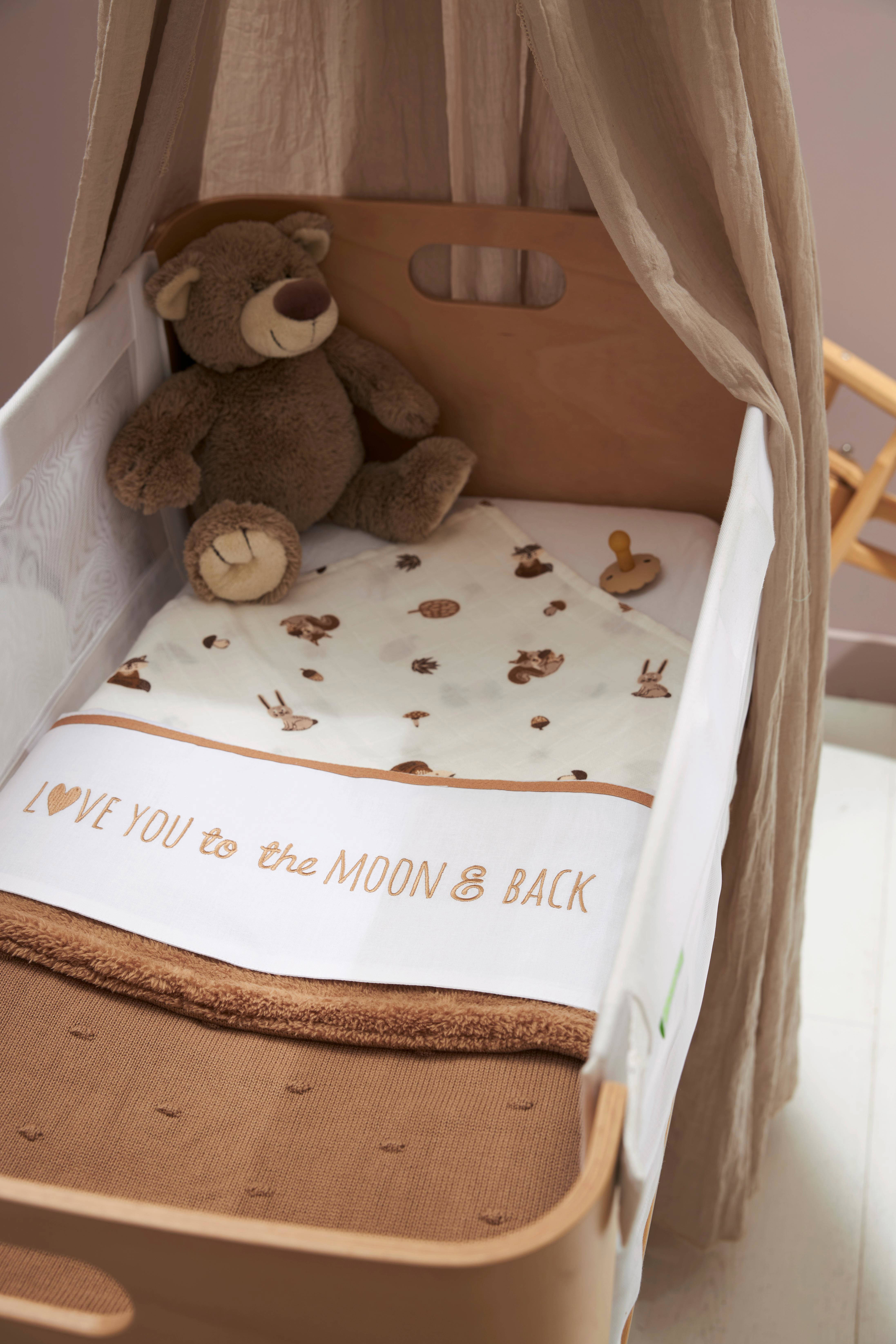 Meyco baby wieglaken 'Love you to the moon & back' toffee