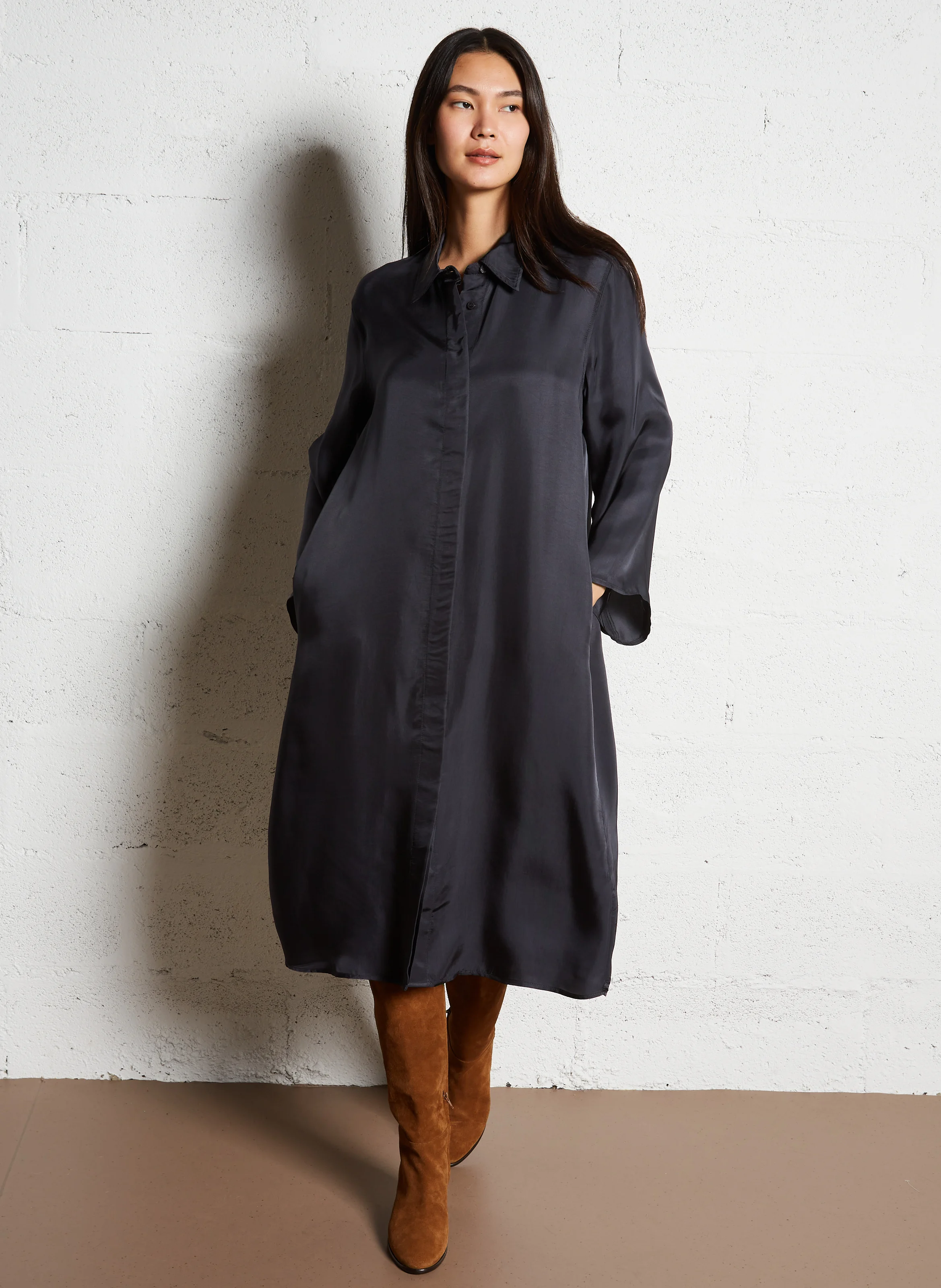 LUABIRD - Robe chemise ample| Noir