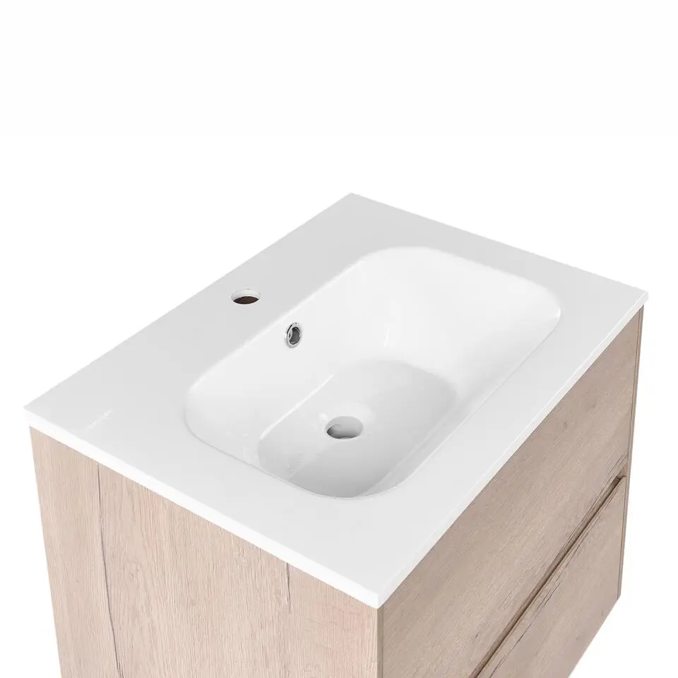 VITA - Wandgemonteerd meubel met wasbak - Lichtbruin - MDF
