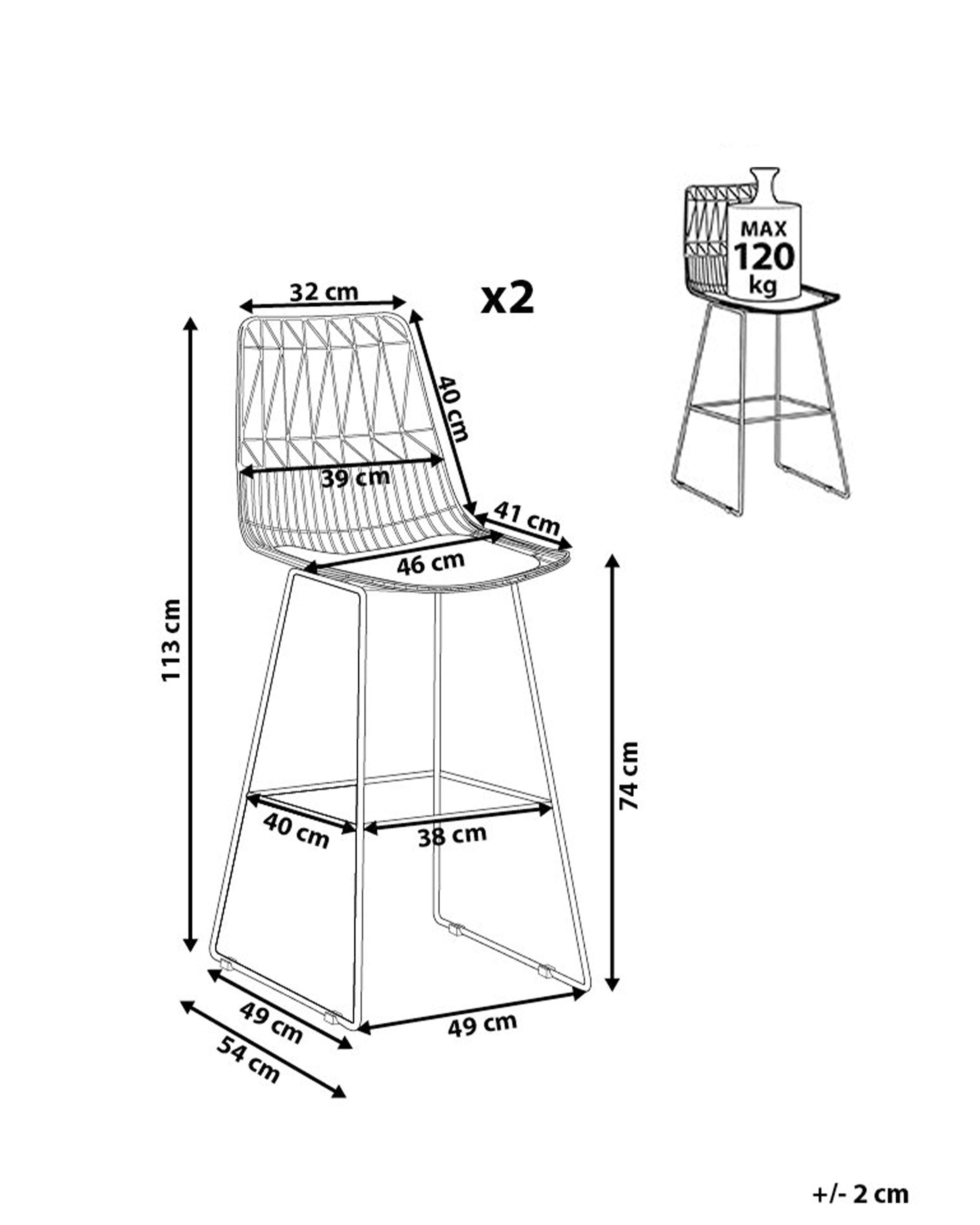 Set van 2 barstoelen PRESTON Metaal Goud