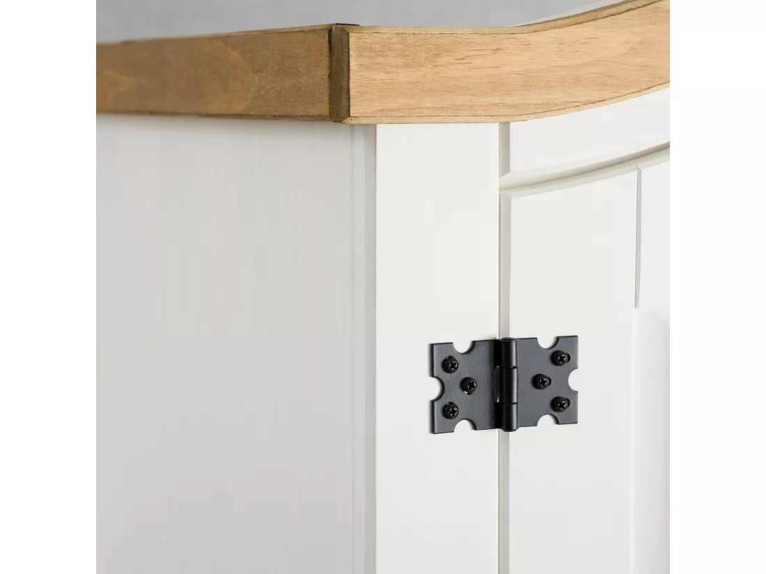 Armoire CAMPO 2 portes 1 tiroir pin massif blanc/naturel 100 x 190 x 51 cm - armoire pour vêtements avec tringle, style cottage
