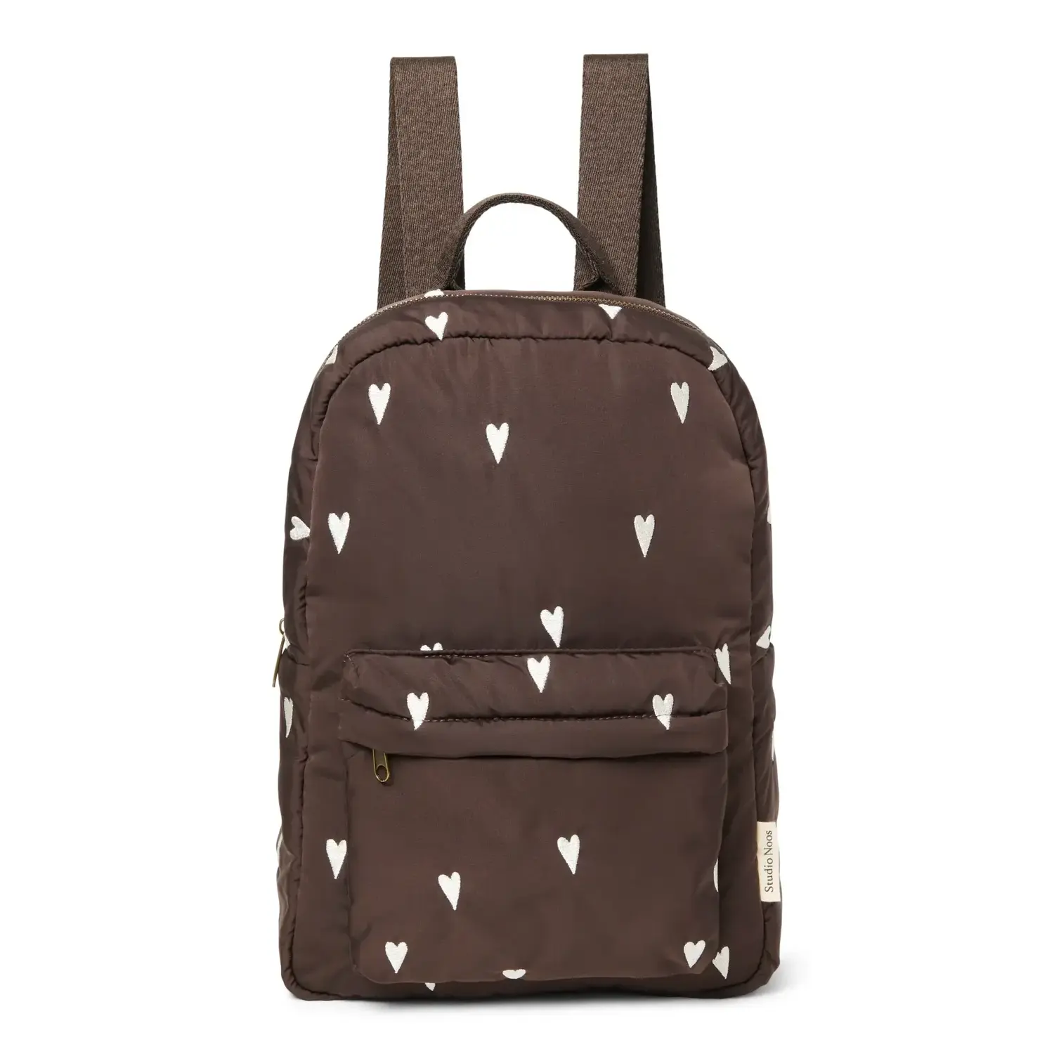 Studio Noos | Puﬀy Midi Backpack | Brown Hearts