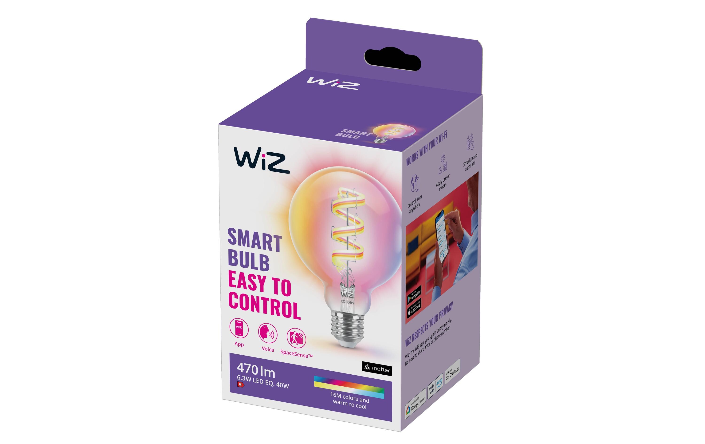 Leuchtmittel 6.3W (40W) E27 G95 Tunable White & ColorSmartes Leuchtmittel, verbindbar über Matter, WLAN