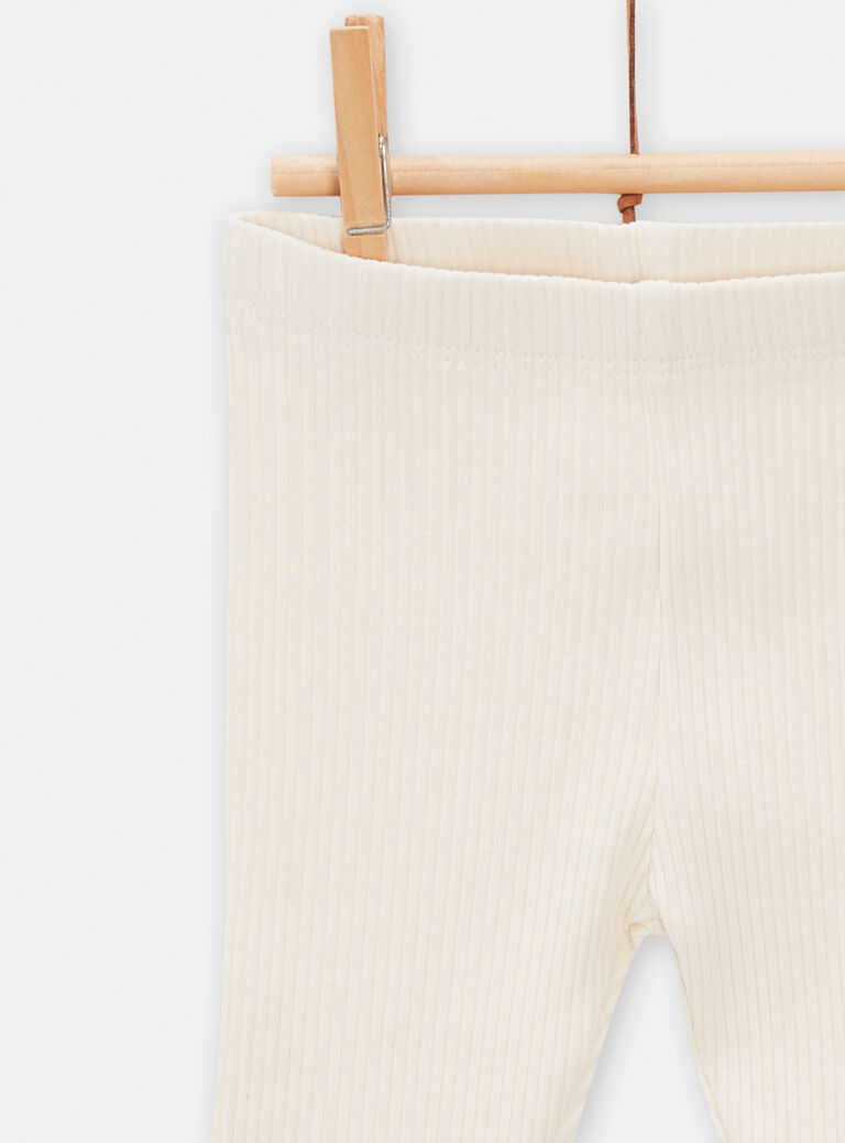 Legging côtelé écru pour bébé fille