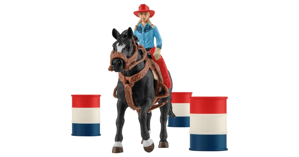 SchleichFarm World - Barrel racing met cowgirl speelfiguur  (42576)