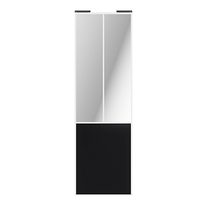 Porte de placard coulissante atelier noir mat profil blanc GoodHome Arius H. 248,5 x L. 76.2 cm + amortisseurs