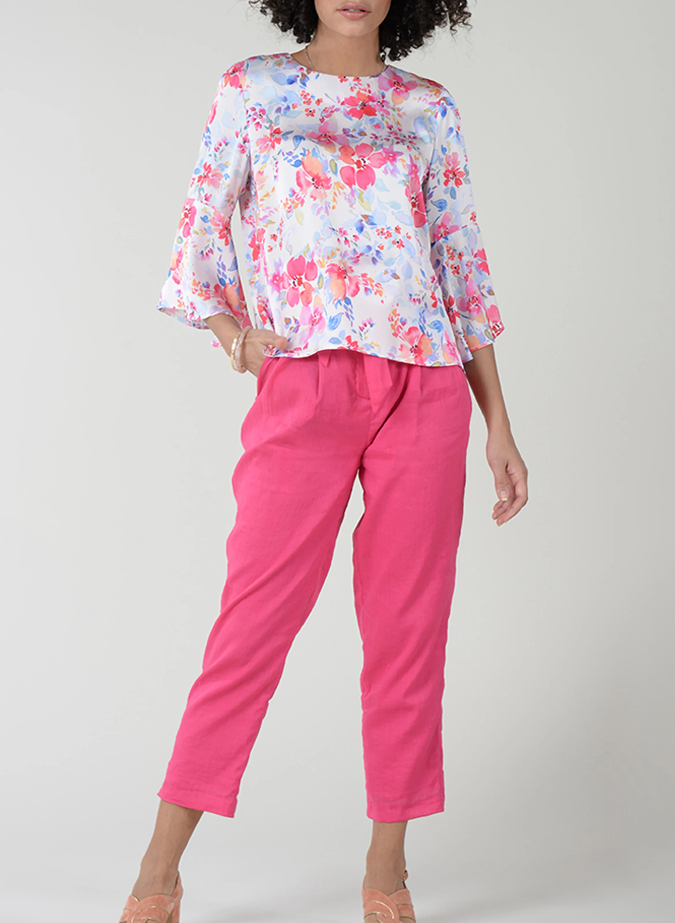 Top col rond imprimé | Multicolore