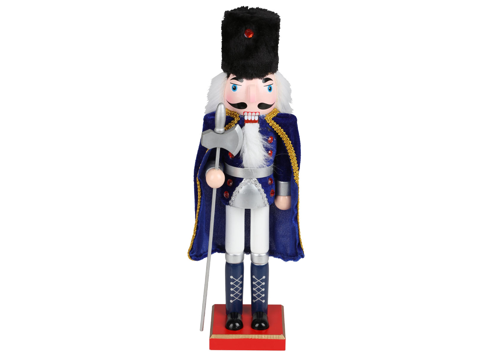 Deko-Nussknacker mit Samtumhang 38cm Royalblau
