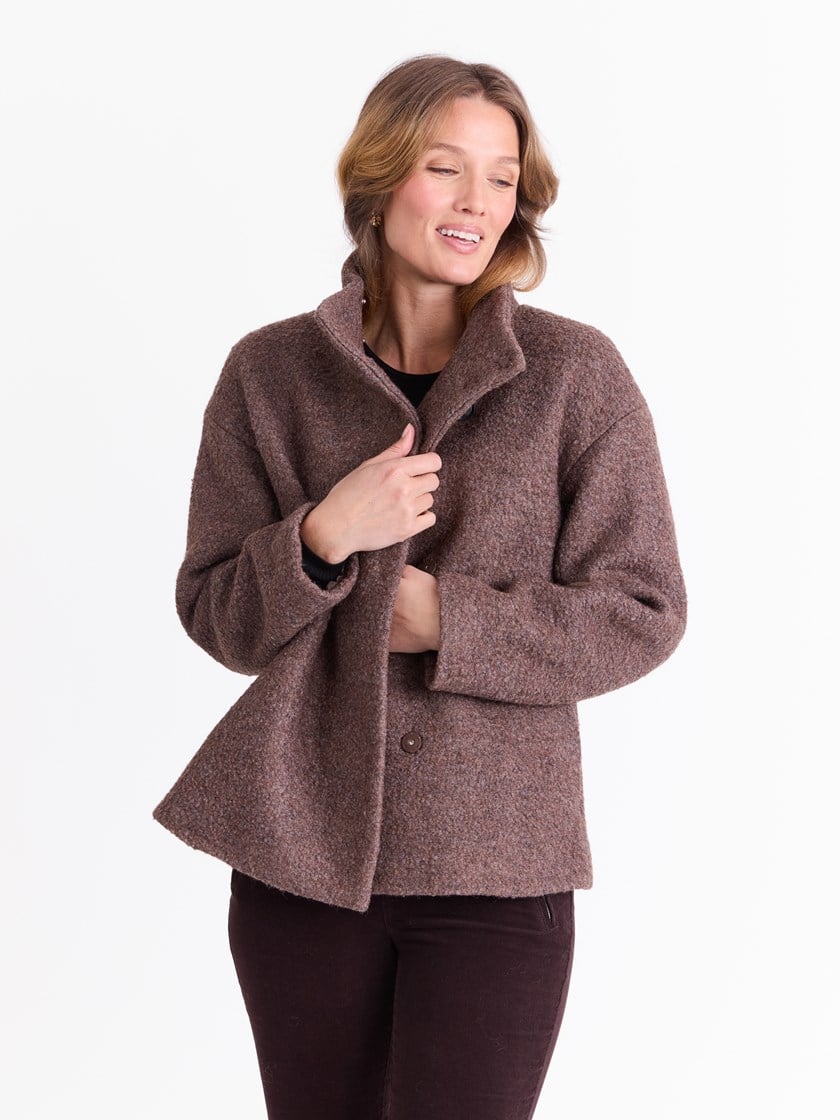 Marita boucle jakke Chocolate Brown