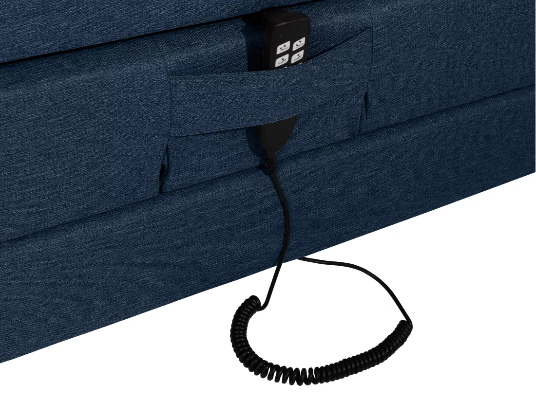 Ensemble complet boxspring tête de lit + sommiers relaxation électrique + matelas + surmatelas - 2 x 80 x 200 cm - Tissu - Bleu - CASTEL II de PALACIO