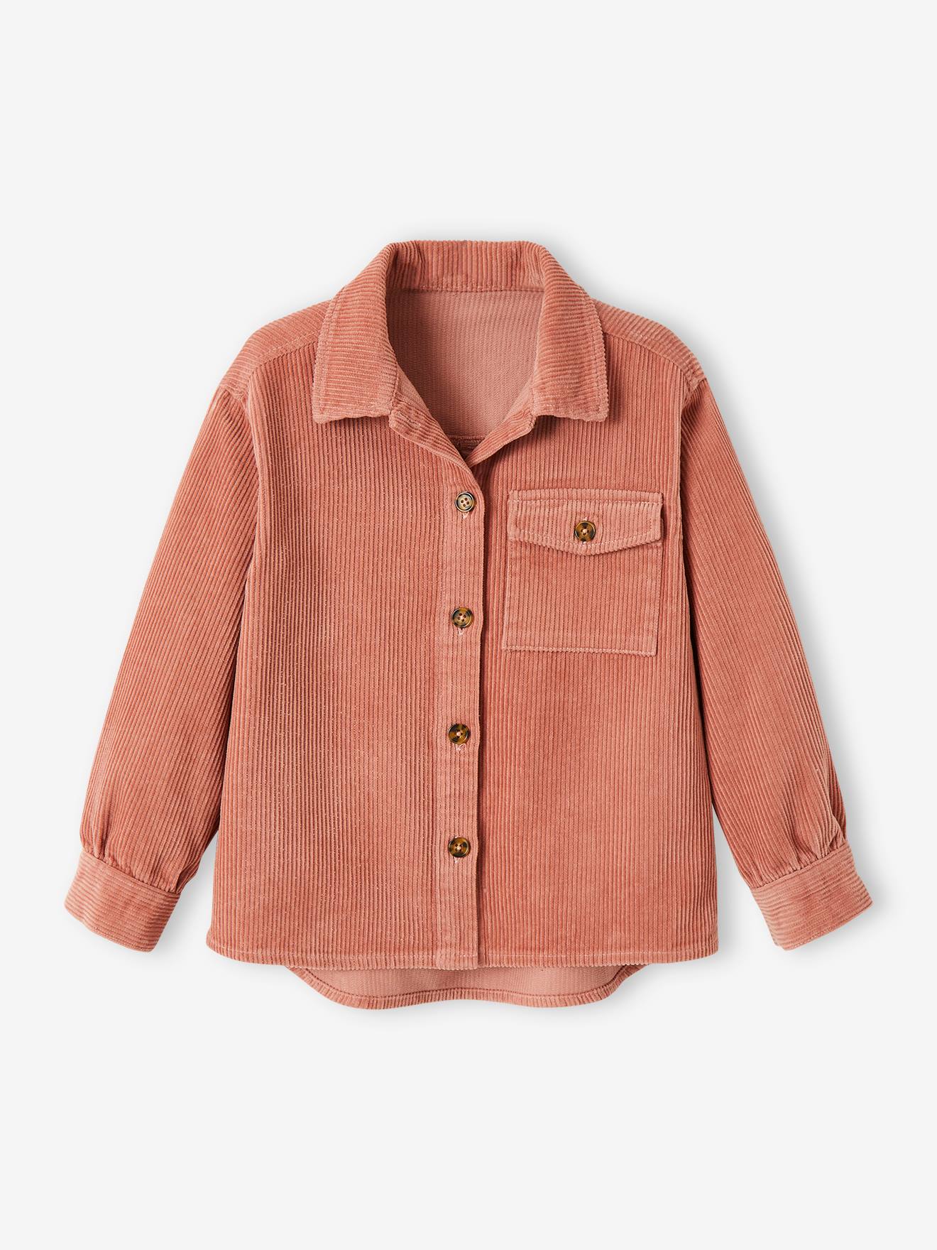 Sobretudo de veludo cotelê para meninas, líquen