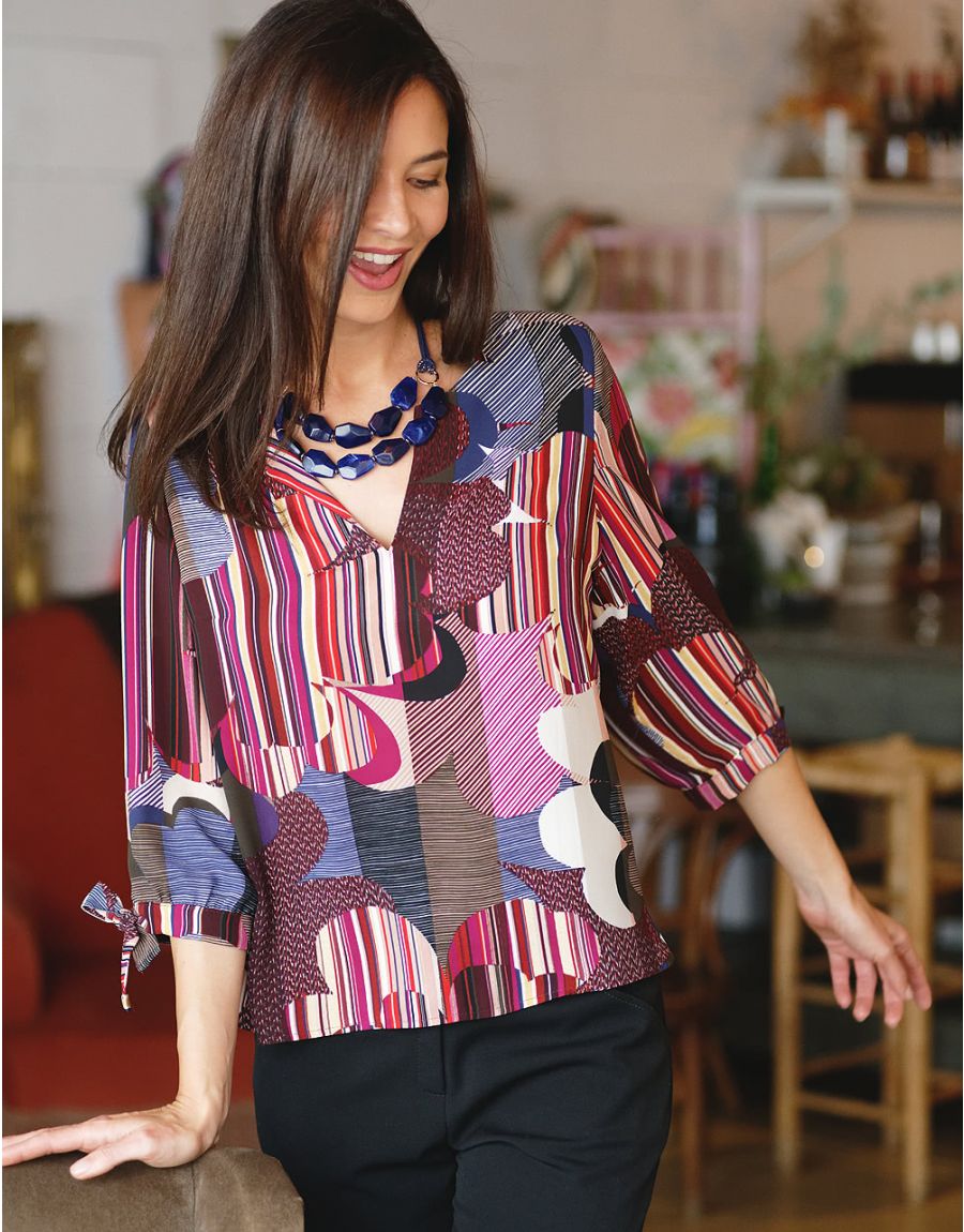 Blouse fuide voile mauve