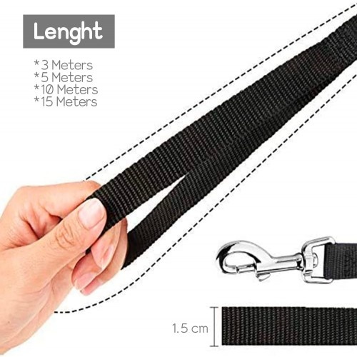 Guia de treinamento Edipets em nylon preto para cães.