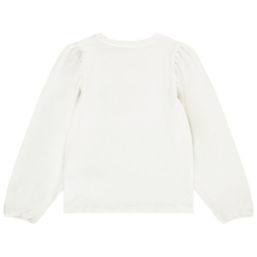 T-shirt manches longues en jersey fantaisie pour fille - Ecru