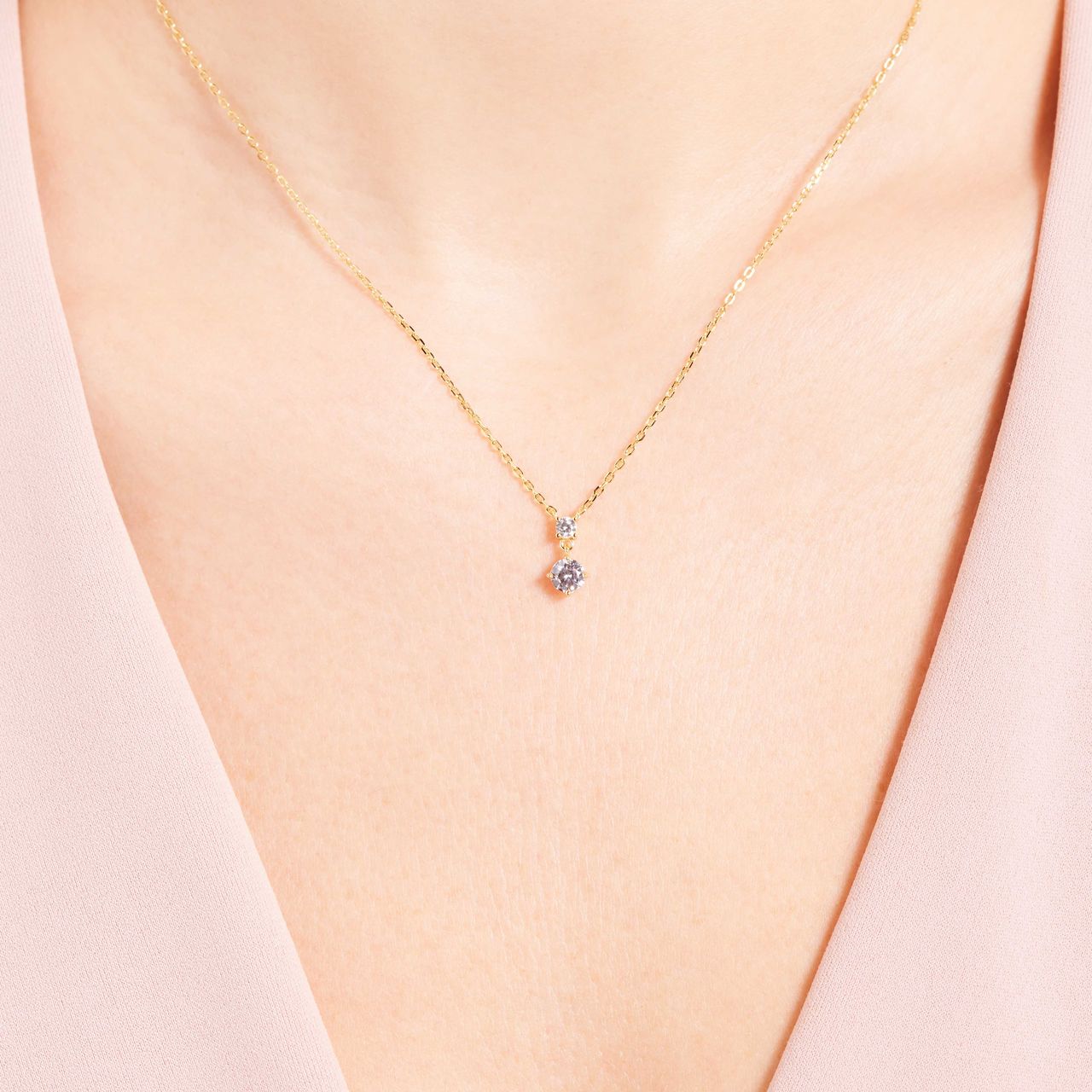 Zilveren goldplated ketting met hanger zirkonia