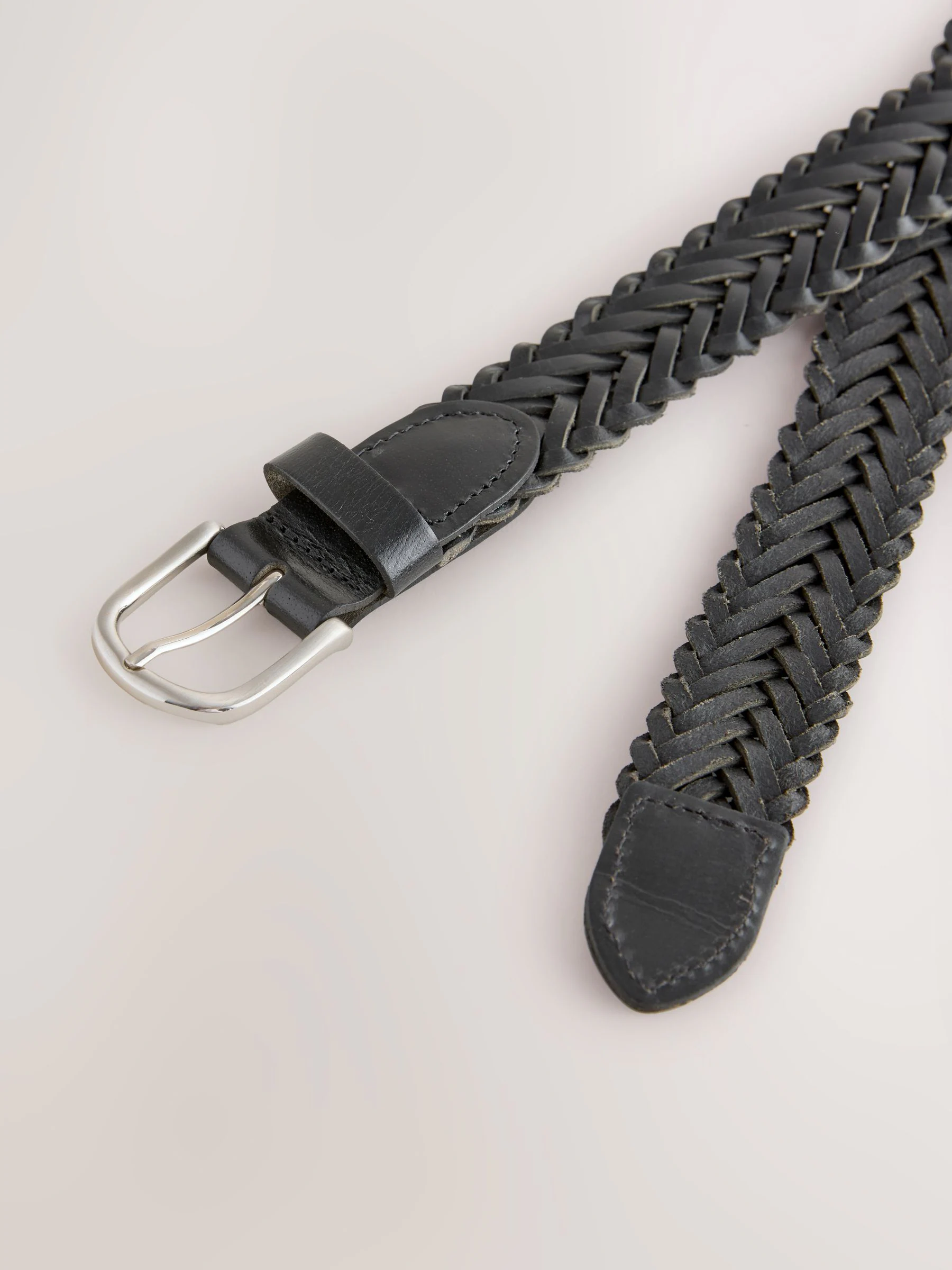 Zwart - Hand Plaited Leather Belt