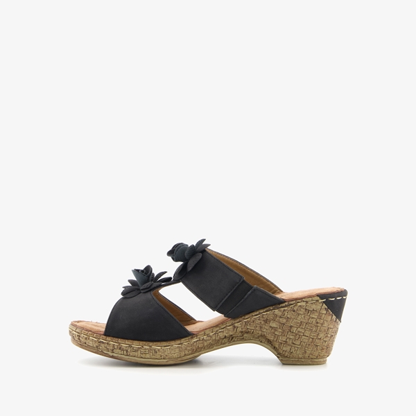 Blue Box dames slippers zwart met bloemen
