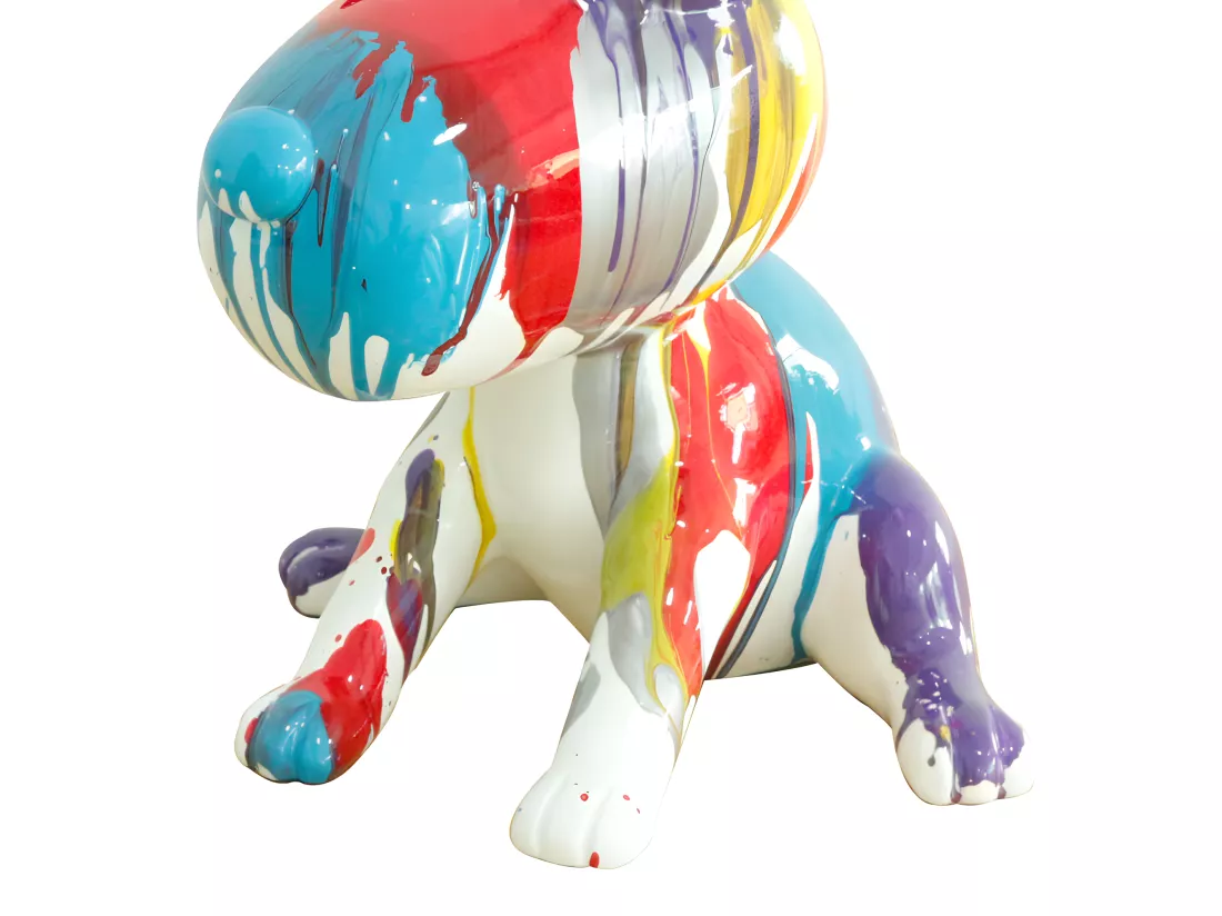 Statue chien assis avec coulures multicolores H25 cm - SNOOP DRIPS