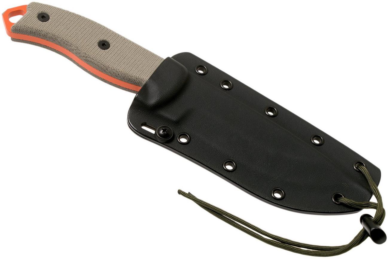 ESEE Model 5 Orange 5POG OD Green Micarta survivalmes met kydex schede   riemclip