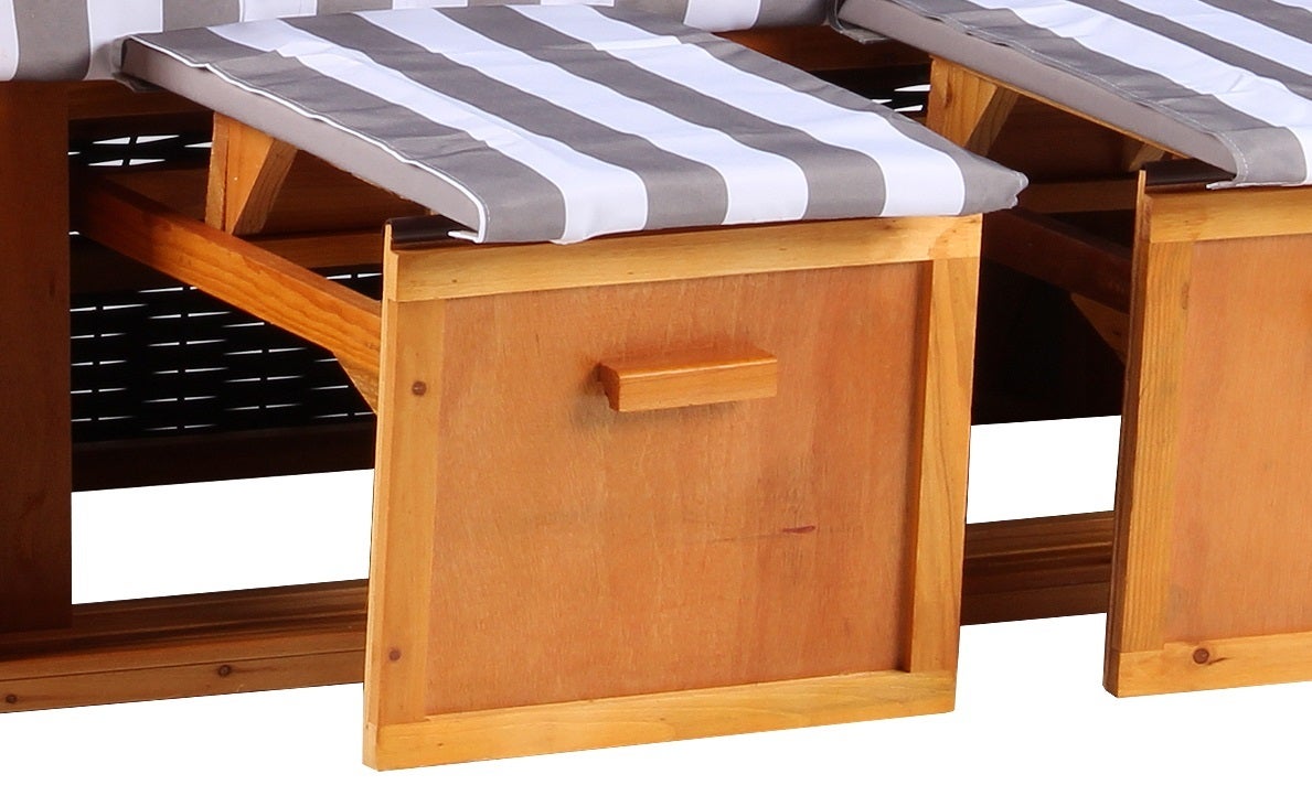 Baltic PE strandstoel, zwart, grijs en wit design