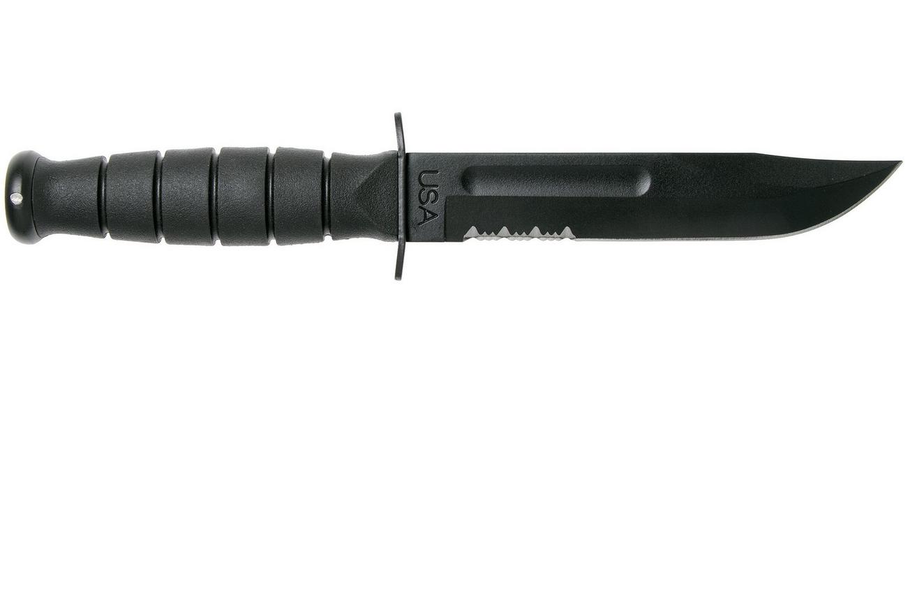 KA-BAR Short 1257 deels gekarteld, vaststaand mes, lederen foedraal
