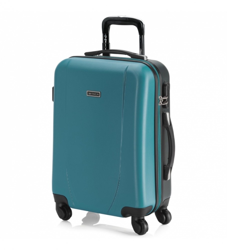 Mala de cabine rígida ITACA para viagens curtas, 4 rodas, modelo 71150, verde - 55x38x20cm -