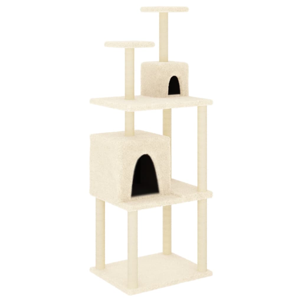 arranhador para gatos vidaXL com postes de sisal, creme, 167 cm