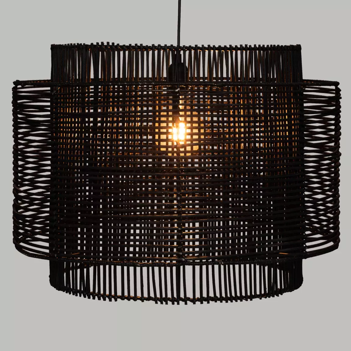 Suspension lumineuse en rotin (D58 cm) Orna Noir