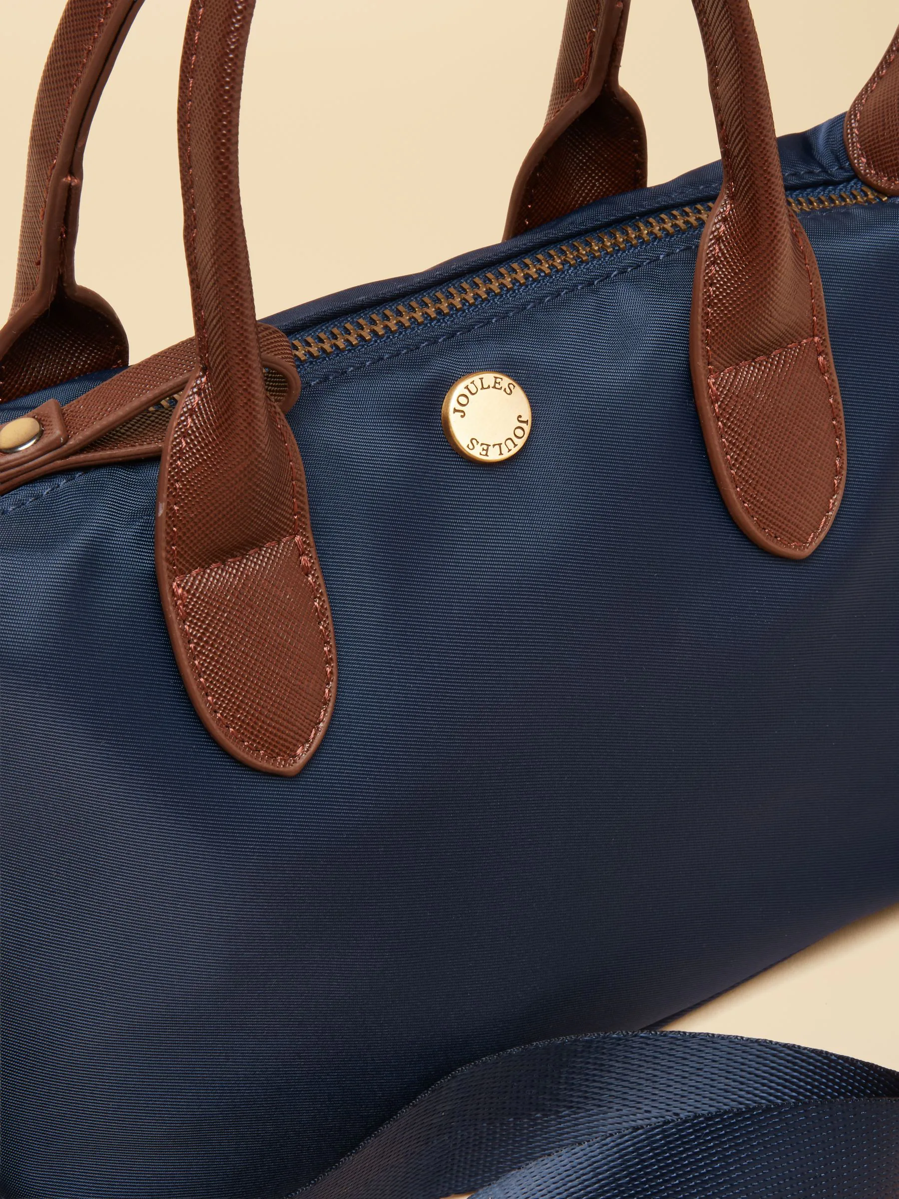 Marineblauw - Joules Edie Ecru Check Crossbody Bag