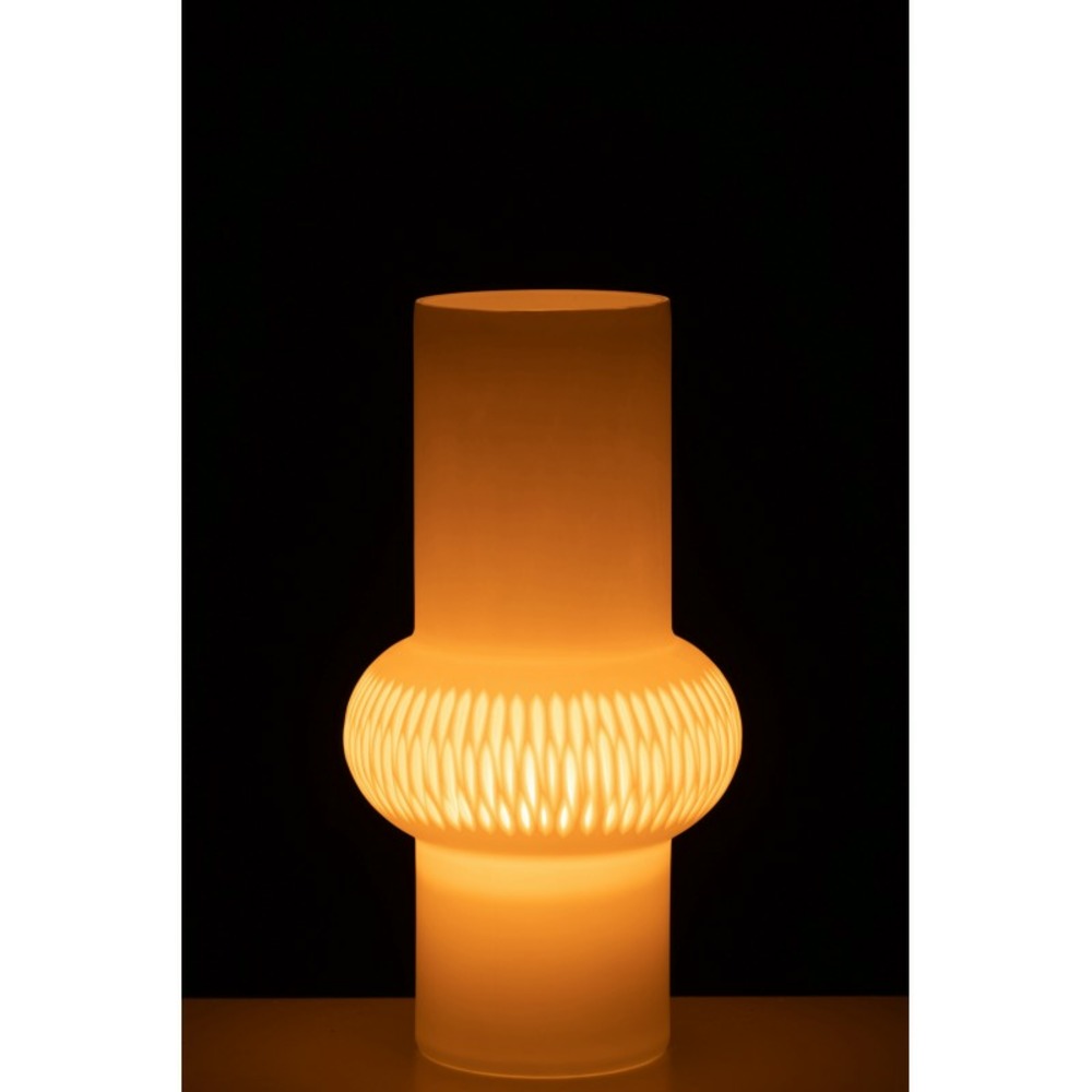 Vase avec anneau en verre blanc 19x19x35 cm