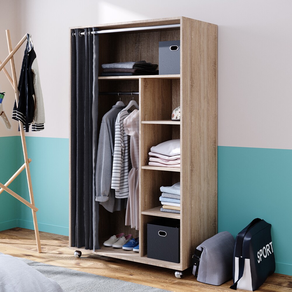 Vicco mobiler Kleiderschrank Dielenschrank Garderobe Doros Sonoma 100 x 168 cm offen rollbar