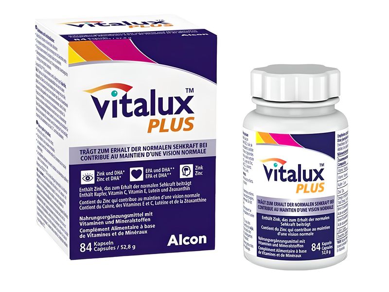 Vitalux Vitalux Plus 84 Kapseln Vitalstoffkombination mit Lutein und Omega 3