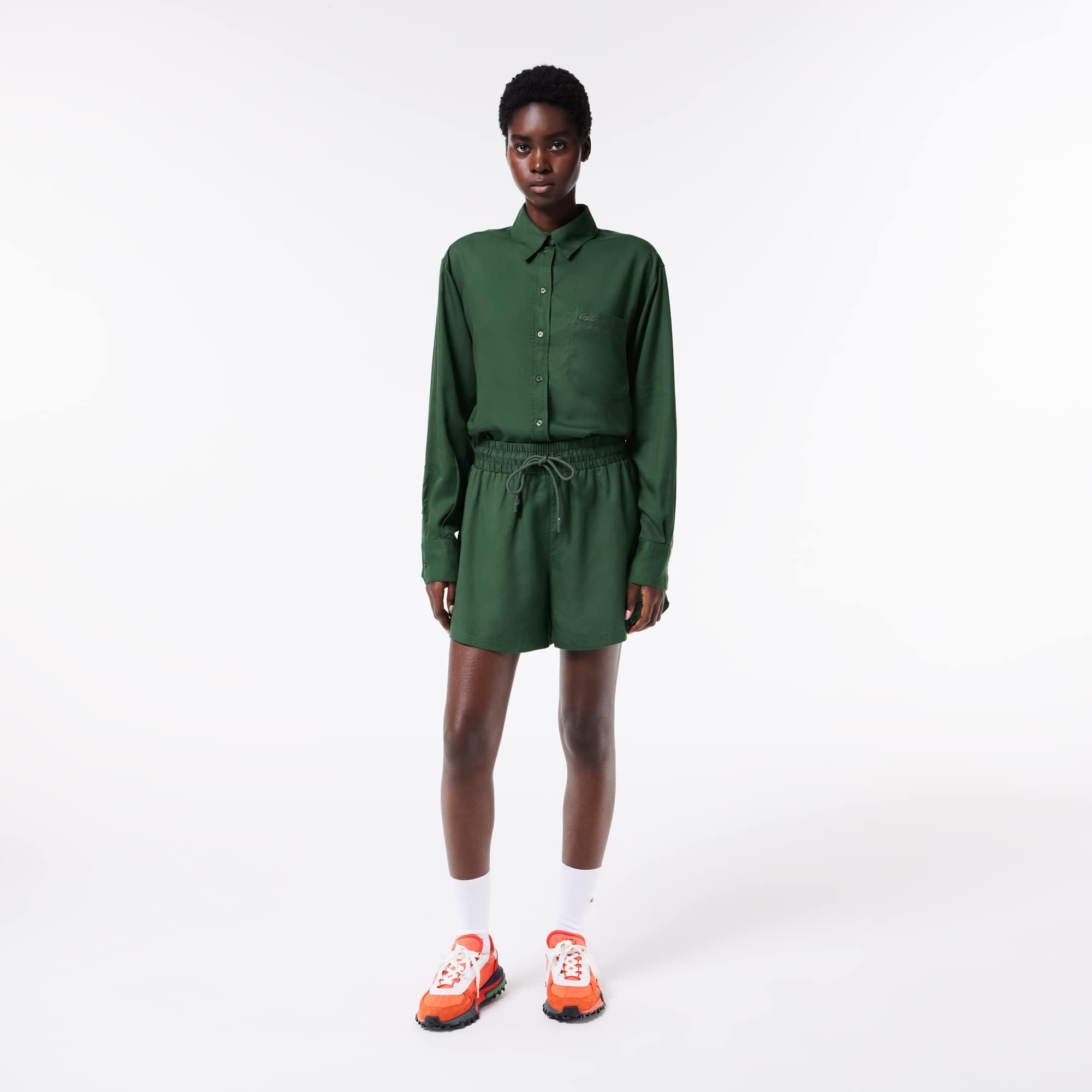 Short fluide en lyocell Shorts - Vert - Lacoste - Femme