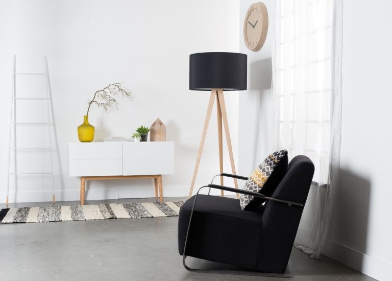 Zuiver Tripod Wood vloerlamp driepoot zwart