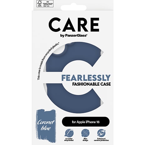 CARE by PanzerGlass iPhone 16 cover - blå
