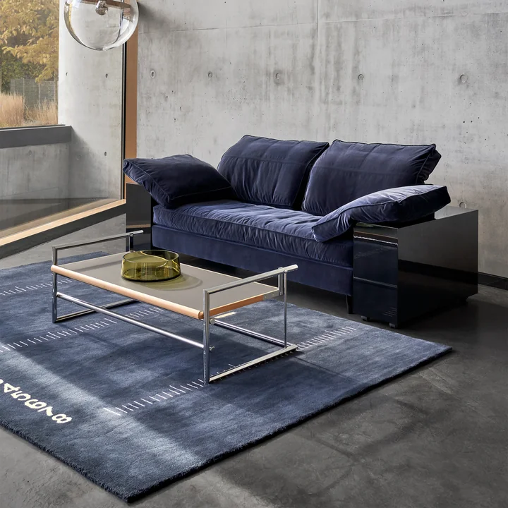 ClassiCon - Menton Beistelltisch, drehbar, Buche natur / Chrom / Linoleum schwarz / grau
