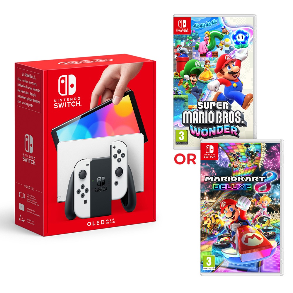 Nintendo Switch OLED Weiß & Ausgewähltes Spiele-Bundle