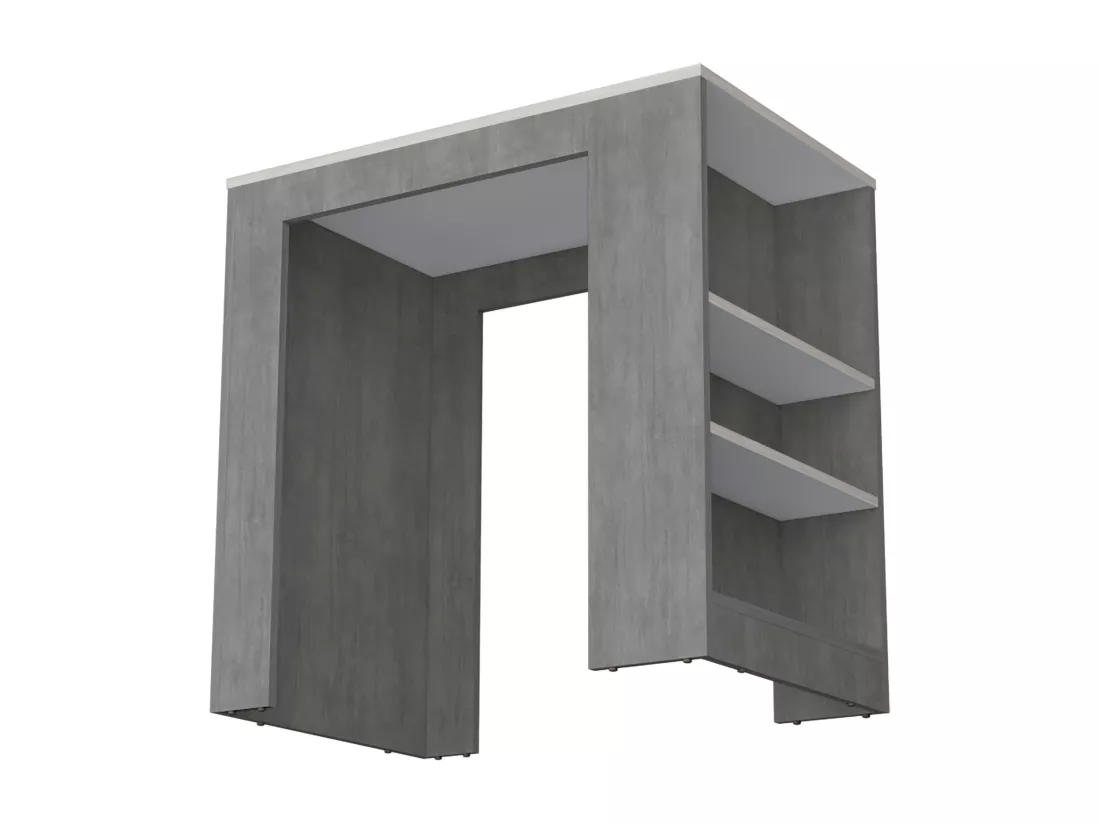 Table d'appoint Portree en mélamine avec 2 étagères , 91.18 cm X 92 cm X 58.9 cm , Blanc