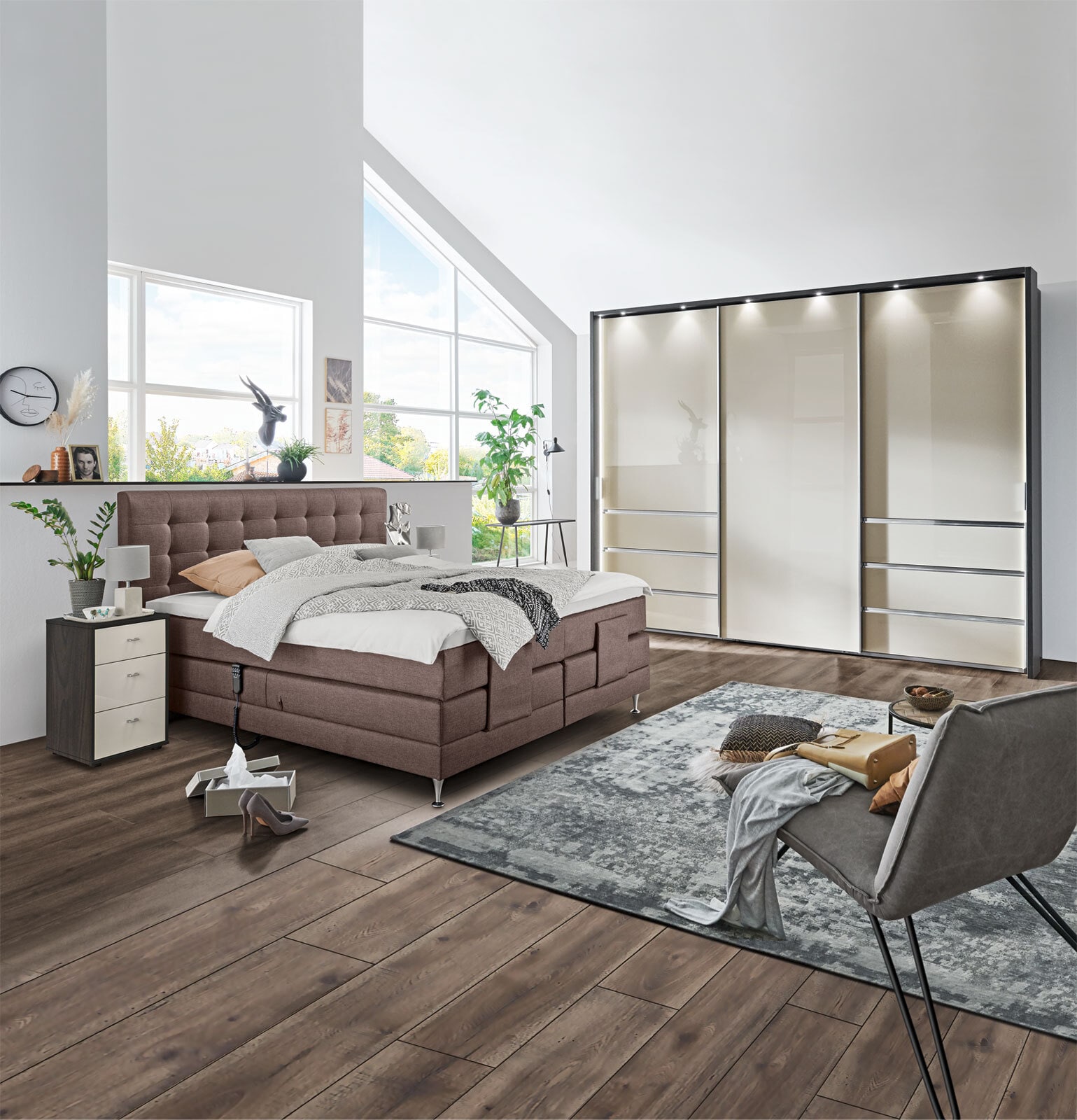 Kleiderschrank MALIBU Eiche-Mocca/ Kieselgrau