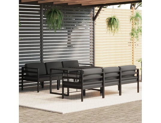 VIDAXL - Salon extérieur Salon de jardin 7 pcs avec coussins aluminium anthracite