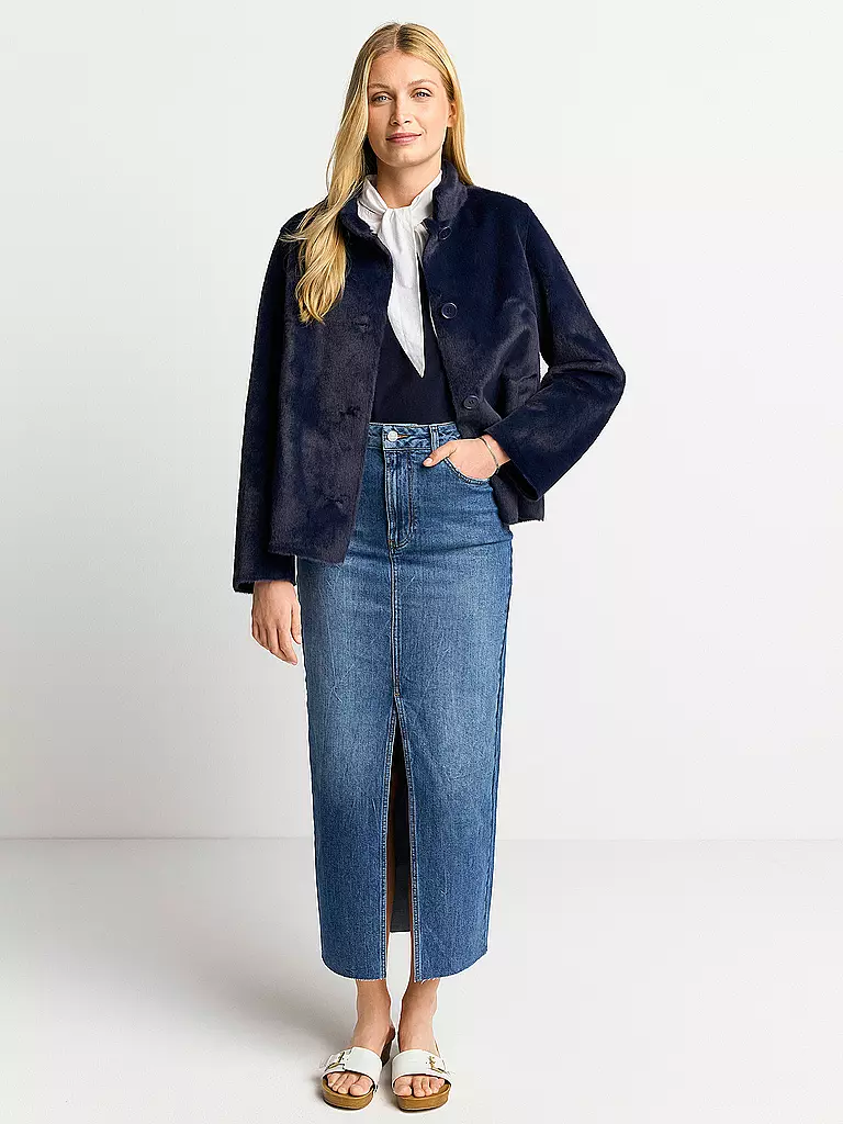 RICH & ROYAL Jacke in Felloptik blau
